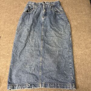 Vintage‎ Y2K 90s Sierra West Maxi Back Button Up Denim Skirt Pencil 13x29 Small